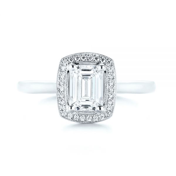 Platinum Platinum Custom Diamond Halo Engagement Ring - Top View - 103914