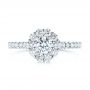 18k White Gold 18k White Gold Custom Diamond Halo Engagement Ring - Top View -  104064 - Thumbnail