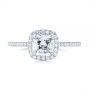 14k White Gold Custom Diamond Halo Engagement Ring - Top View -  104686 - Thumbnail