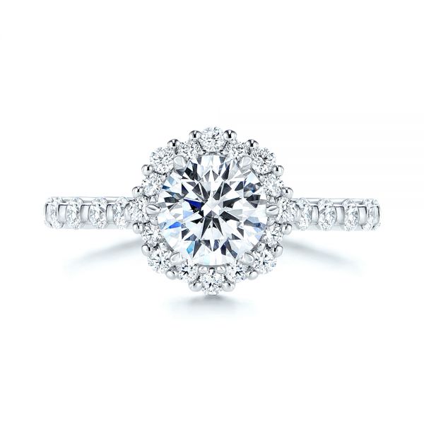  Platinum Platinum Custom Diamond Halo Engagement Ring - Top View -  106108