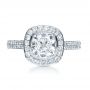 14k White Gold 14k White Gold Custom Diamond Halo Engagement Ring - Top View -  1116 - Thumbnail