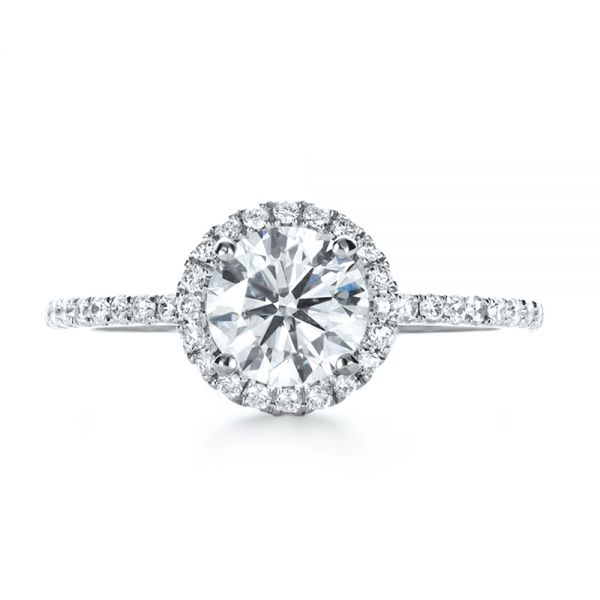  Platinum Custom Diamond Halo Engagement Ring - Top View -  1123