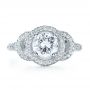 14k White Gold 14k White Gold Custom Diamond Halo Engagement Ring - Top View -  1128 - Thumbnail