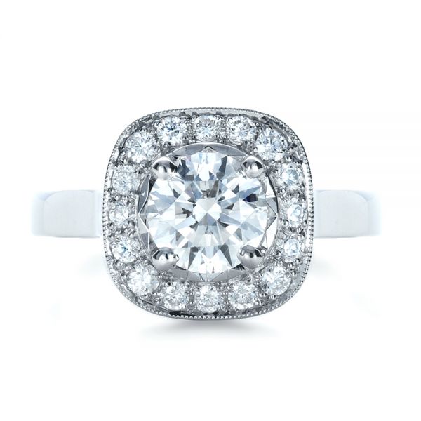  Platinum Platinum Custom Diamond Halo Engagement Ring - Top View -  1330