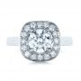18k White Gold 18k White Gold Custom Diamond Halo Engagement Ring - Top View -  1330 - Thumbnail
