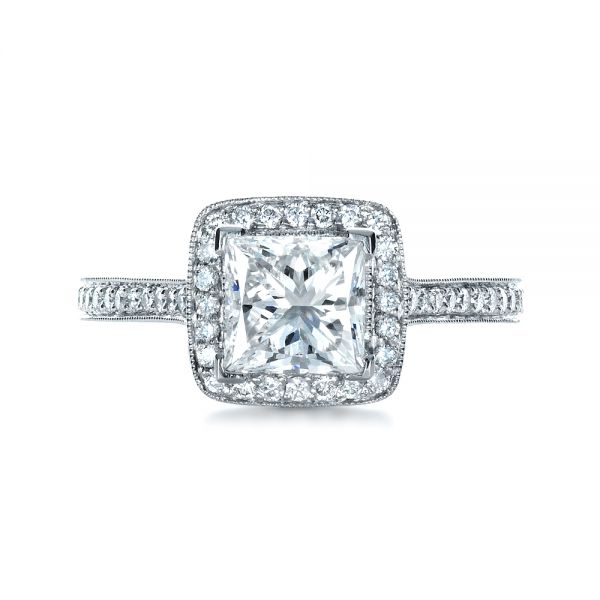 Platinum Custom Diamond Halo Engagement Ring - Top View - 1435