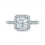 18k White Gold 18k White Gold Custom Diamond Halo Engagement Ring - Top View -  1435 - Thumbnail