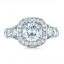 18k White Gold 18k White Gold Custom Diamond Halo Engagement Ring - Top View -  1436 - Thumbnail