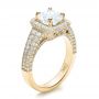 18k Yellow Gold 18k Yellow Gold Custom Diamond Halo Engagement Ring - Three-Quarter View -  100098 - Thumbnail