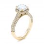 18k Yellow Gold 18k Yellow Gold Custom Diamond Halo Engagement Ring - Three-Quarter View -  101183 - Thumbnail