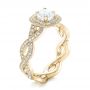 18k Yellow Gold 18k Yellow Gold Custom Diamond Halo Engagement Ring - Three-Quarter View -  102119 - Thumbnail