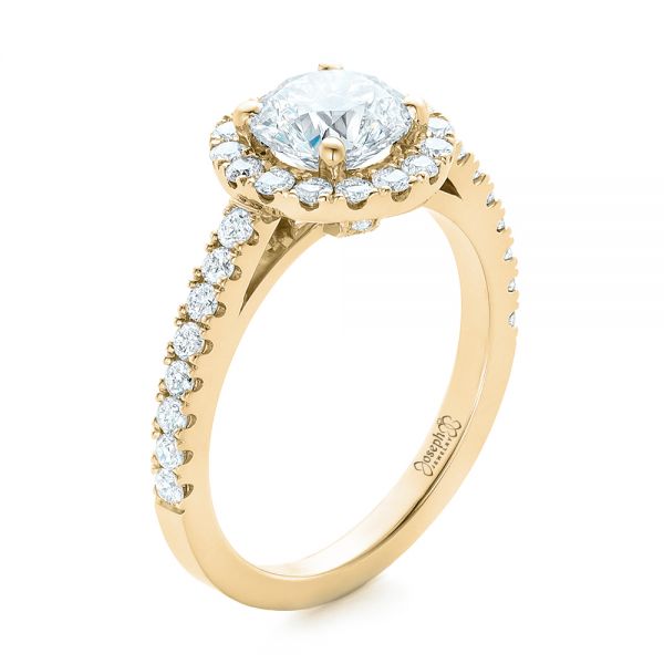 14k Yellow Gold 14k Yellow Gold Custom Diamond Halo Engagement Ring - Three-Quarter View -  102260