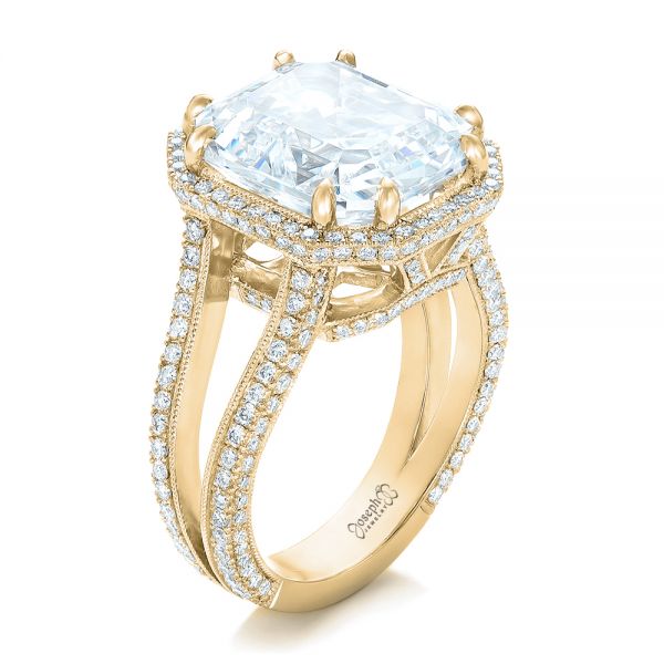 14k Yellow Gold 14k Yellow Gold Custom Diamond Halo Engagement Ring - Three-Quarter View - 102368