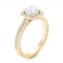 18k Yellow Gold 18k Yellow Gold Custom Diamond Halo Engagement Ring - Three-Quarter View -  102422 - Thumbnail