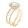 18k Yellow Gold 18k Yellow Gold Custom Diamond Halo Engagement Ring - Three-Quarter View -  102542 - Thumbnail