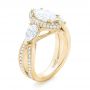 18k Yellow Gold 18k Yellow Gold Custom Diamond Halo Engagement Ring - Three-Quarter View -  102873 - Thumbnail