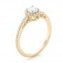 18k Yellow Gold 18k Yellow Gold Custom Diamond Halo Engagement Ring - Three-Quarter View -  102990 - Thumbnail