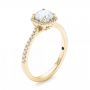 18k Yellow Gold 18k Yellow Gold Custom Diamond Halo Engagement Ring - Three-Quarter View -  103037 - Thumbnail