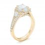 14k Yellow Gold 14k Yellow Gold Custom Diamond Halo Engagement Ring - Three-Quarter View -  103157 - Thumbnail