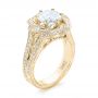 18k Yellow Gold 18k Yellow Gold Custom Diamond Halo Engagement Ring - Three-Quarter View -  103325 - Thumbnail