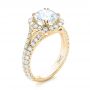 14k Yellow Gold 14k Yellow Gold Custom Diamond Halo Engagement Ring - Three-Quarter View -  103357 - Thumbnail