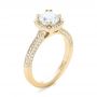 14k Yellow Gold 14k Yellow Gold Custom Diamond Halo Engagement Ring - Three-Quarter View -  103535 - Thumbnail