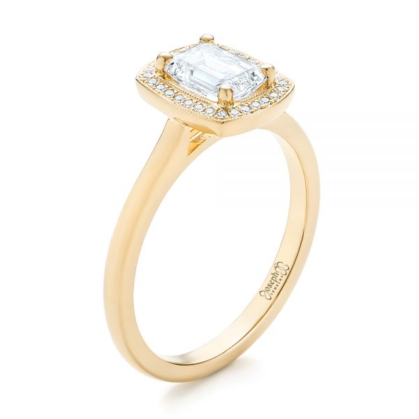 14k Yellow Gold 14k Yellow Gold Custom Diamond Halo Engagement Ring - Three-Quarter View -  103914