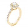 18k Yellow Gold 18k Yellow Gold Custom Diamond Halo Engagement Ring - Three-Quarter View -  104064 - Thumbnail