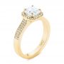18k Yellow Gold 18k Yellow Gold Custom Diamond Halo Engagement Ring - Three-Quarter View -  104070 - Thumbnail