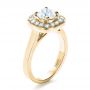 18k Yellow Gold 18k Yellow Gold Custom Diamond Halo Engagement Ring - Three-Quarter View -  1330 - Thumbnail