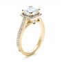 14k Yellow Gold 14k Yellow Gold Custom Diamond Halo Engagement Ring - Three-Quarter View -  1435 - Thumbnail