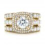 18k Yellow Gold 18k Yellow Gold Custom Diamond Halo Engagement Ring - Three-Quarter View -  103139 - Thumbnail