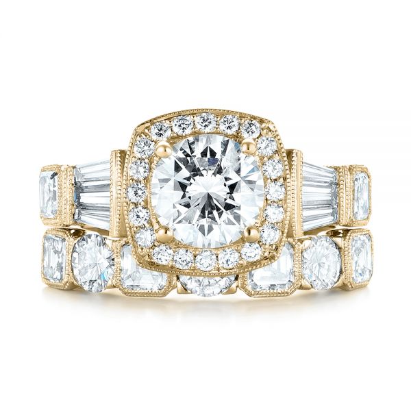 18k Yellow Gold 18k Yellow Gold Custom Diamond Halo Engagement Ring - Top View -  103436