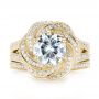 14k Yellow Gold 14k Yellow Gold Custom Diamond Halo Engagement Ring - Three-Quarter View -  103325 - Thumbnail