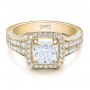 18k Yellow Gold 18k Yellow Gold Custom Diamond Halo Engagement Ring - Flat View -  100098 - Thumbnail
