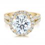 18k Yellow Gold 18k Yellow Gold Custom Diamond Halo Engagement Ring - Flat View -  100484 - Thumbnail