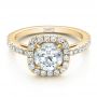 18k Yellow Gold 18k Yellow Gold Custom Diamond Halo Engagement Ring - Flat View -  100629 - Thumbnail