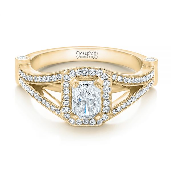 14k Yellow Gold 14k Yellow Gold Custom Diamond Halo Engagement Ring - Flat View - 100651