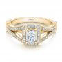 18k Yellow Gold 18k Yellow Gold Custom Diamond Halo Engagement Ring - Flat View -  100651 - Thumbnail