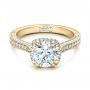 18k Yellow Gold 18k Yellow Gold Custom Diamond Halo Engagement Ring - Flat View -  101183 - Thumbnail