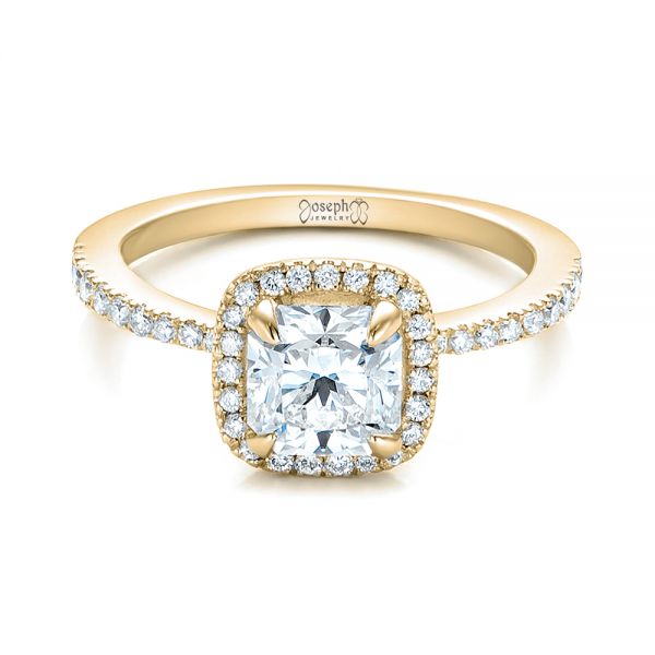 18k Yellow Gold 18k Yellow Gold Custom Diamond Halo Engagement Ring - Flat View -  101224