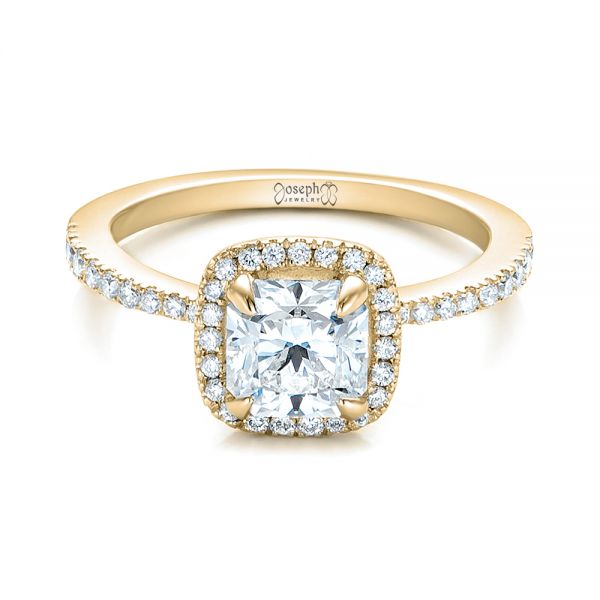 14k Yellow Gold 14k Yellow Gold Custom Diamond Halo Engagement Ring - Flat View - 101224