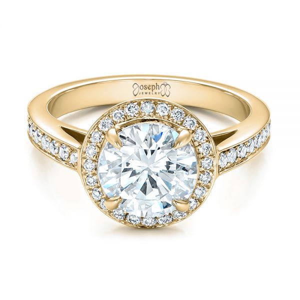 14k Yellow Gold 14k Yellow Gold Custom Diamond Halo Engagement Ring - Flat View - 101726