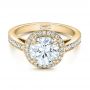 14k Yellow Gold 14k Yellow Gold Custom Diamond Halo Engagement Ring - Flat View -  101726 - Thumbnail
