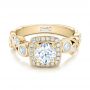 18k Yellow Gold 18k Yellow Gold Custom Diamond Halo Engagement Ring - Flat View -  102021 - Thumbnail