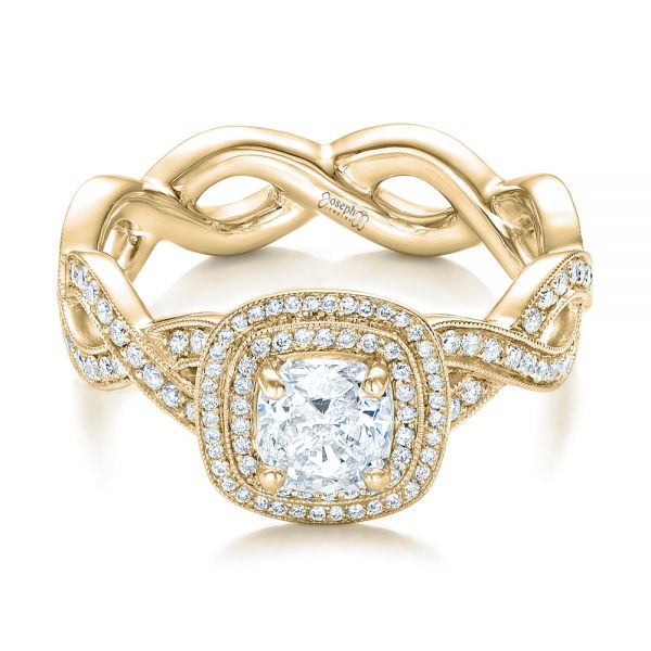 14k Yellow Gold 14k Yellow Gold Custom Diamond Halo Engagement Ring - Flat View - 102119
