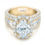 14k Yellow Gold 14k Yellow Gold Custom Diamond Halo Engagement Ring - Flat View -  102156 - Thumbnail