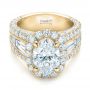 18k Yellow Gold 18k Yellow Gold Custom Diamond Halo Engagement Ring - Flat View -  102156 - Thumbnail