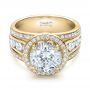 18k Yellow Gold 18k Yellow Gold Custom Diamond Halo Engagement Ring - Flat View -  102158 - Thumbnail
