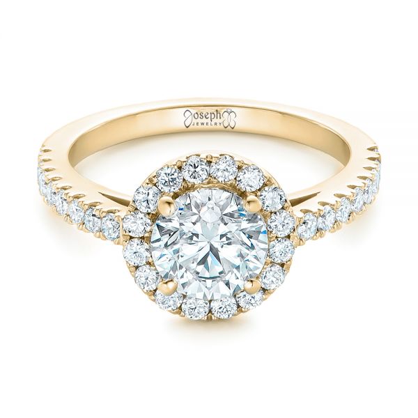 18k Yellow Gold 18k Yellow Gold Custom Diamond Halo Engagement Ring - Flat View -  102260